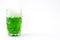 Traditional cold green beer for Saint Patrick`s Day. Copyspace.
