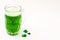 Traditional cold green beer for Saint Patrick`s Day. Copyspace.