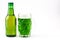 Traditional cold green beer for Saint Patrick`s Day isolated