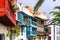 Traditional colonial architecture of Canary islands . capital of La palma - Santa Cruz with colorful balconies