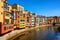 Traditional colorful facades in Girona Old Town, Catalonia, Spain