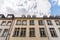 Traditional colorful German architecture houses on a cloudy day.