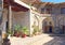 Traditional colorful uzbek cobbled courtyard