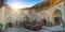 Traditional colorful uzbek cobbled courtyard