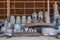 Traditional commemorative tombstones and tomb decoratons for sale in Kanazawa city, Ishikawa Prefecture, Western Japan