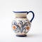 Traditional Composition: Blue And Orange Earthenware Jug On White Background