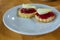 Traditional cornish pastries: scones with Strawberry Jam