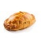 Traditional Cornish pasty meat pie on white background.. English delicacy.