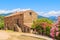 Traditional Corsican house built from stones on southern coast of Corsica island, France