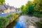 Traditional Cotswold stone cottages of Bibury village in Cotswold, UK