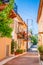 Traditional cozy greek street in city Nafplio, Greece