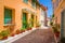 Traditional cozy greek street in city Nafplio, Greece