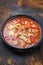 Traditional Creole cajun court bouillon with fish and seafood gumbo chowder stew in a pot