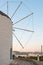 Traditional cycladic windmill at sunset on Paros island, Cyclades