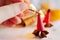 Traditional Czech christmas - smoking incense cones with star anise spice and apples