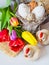 Traditional Czech easter decoration - white eggs with tulip