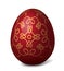 Traditional dark red Easter egg decorated yellow pattern. Vector illustration for your design