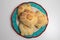 Traditional Day of the dead bread, mexican tradition, top shot