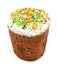 Traditional decorated easter cake kulich isolated
