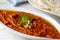 Traditional delicious Turkish appetizer, Muhammara, healthy walnut and roasted red bell pepper dip