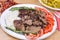 Traditional Delicious Turkish foods; grilled meat doner kebab with rice