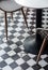 Traditional design old rustic floor tiles detail in spanish cafe