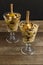 Traditional Dessert Asure,Noah`s Pudding in glasses on wooden table