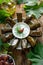 Traditional dish made of stuffed grape leaves served with yoghurt tzatziki sauce on a wooden table