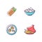 Traditional dish RGB color icons set