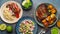 Traditional dishes of Peruvian cuisine from above