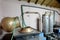 During traditional distillation of alcohol and production of homemade tsipouro/raki