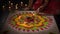 Traditional diya lamps lit during diwali celebration