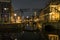 Traditional draw bridge in the old town of Schiedam, Holland at night