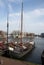 Traditional Dutch boats docked at Amsterdam Port