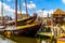 Traditional Dutch Botter Fishing Boats in the Harbor of the historic village of Spakenburg-Bunschoten