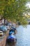 Traditional dutch cityscape with canal in Amsterdams