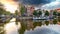 Traditional Dutch old houses on canals in Amsterdam, Netherland