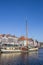 Traditional dutch sailing boat at the quay in Dokkum