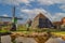 Traditional dutch windmill and farmhouse at the Zaanse Sxhans, Koog aan De Zaan, Holland