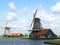 Traditional Dutch Windmills and Houses in Zaanse Schans, Historic site in Zaandam, Netherlands