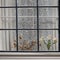 the Traditional Dutch window with tulle and dry bouquets on the windowsill