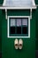 Traditional dutch window and wooden shoes