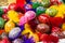 Traditional easter market. Handmade colorful easter eggs for sale