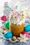 The traditional Easter treats: cakes and colorful easter eggs