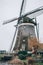 Traditional ecological hollands windmills in authentic Netherlands scenic