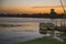 Traditional Egyptian felluca sailing boat moored at jetty in sun