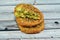 Traditional Egyptian fried falafel balls, green burger, made of ground chickpeas and broad beans, deep fried balls or patty-shaped