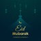 Traditional eid mubarak festival background with lanterns & golden moon beautiful Template Vector