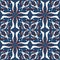 Traditional elegant pattern in blue-white-red colors, smooth seamless symmetrical pattern