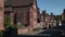 Traditional England Tudor village great budworth Cheshire car driving through